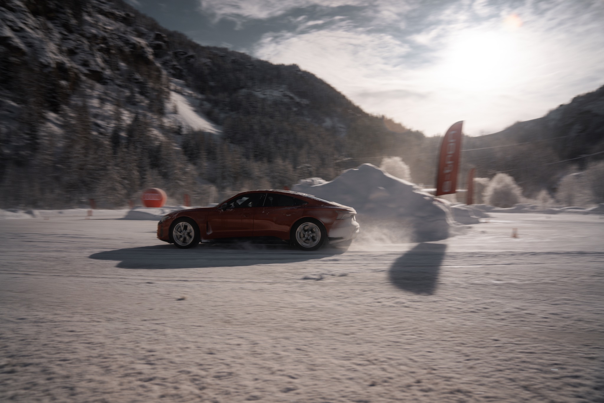 Audi driving across snow for Fusalp X Audi
