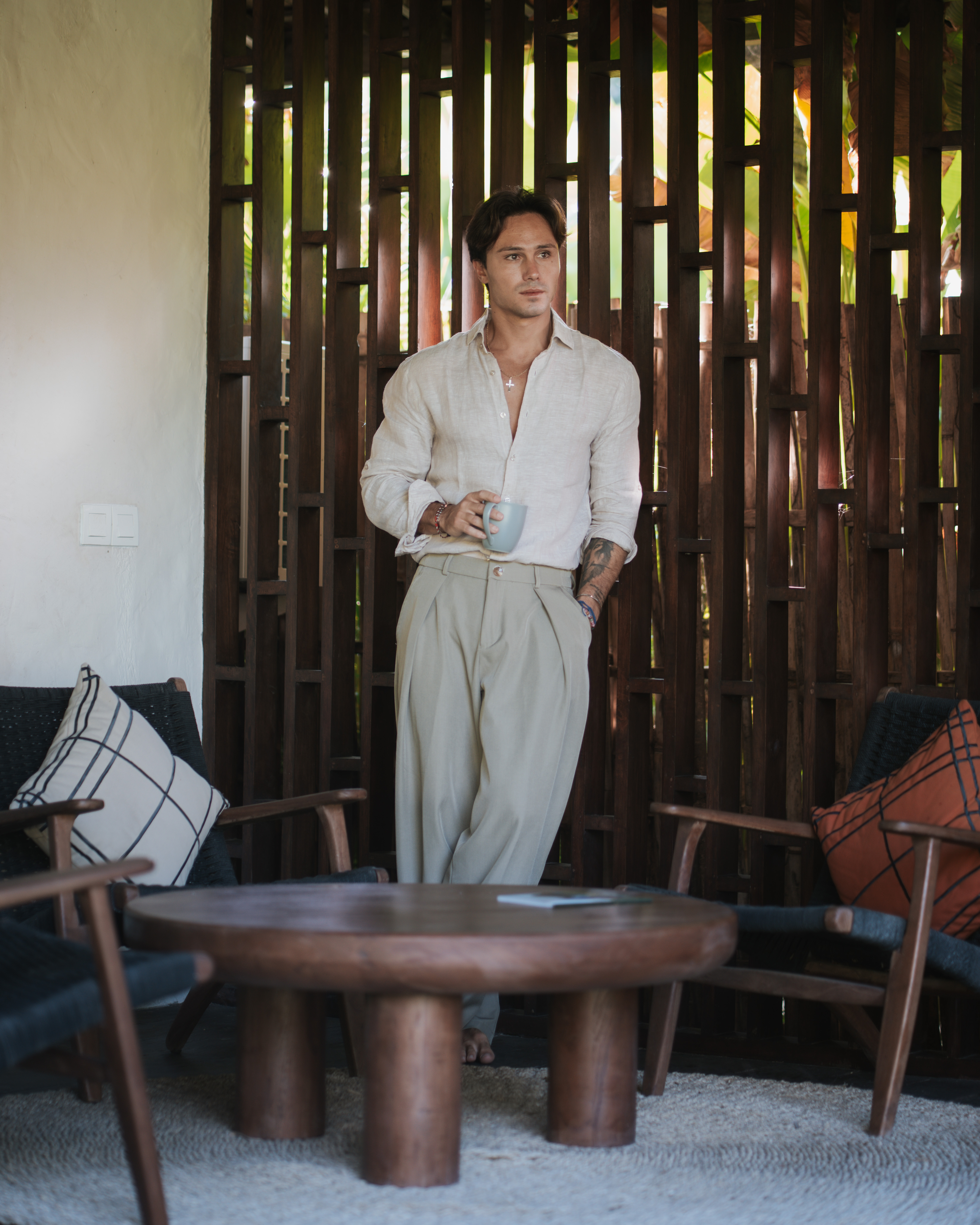 Kuara Lombok editorial portrait standing in the lounge
