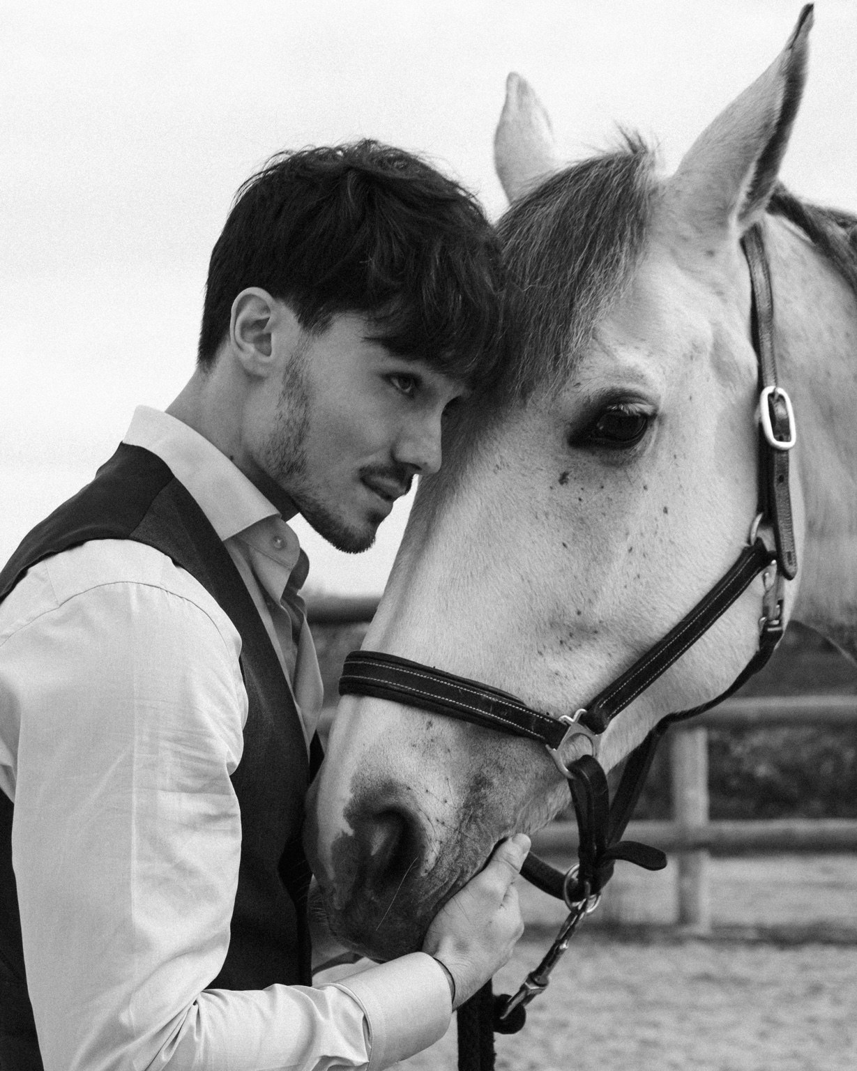 Les Nouveaux Ateliers black and white equestrian editorial