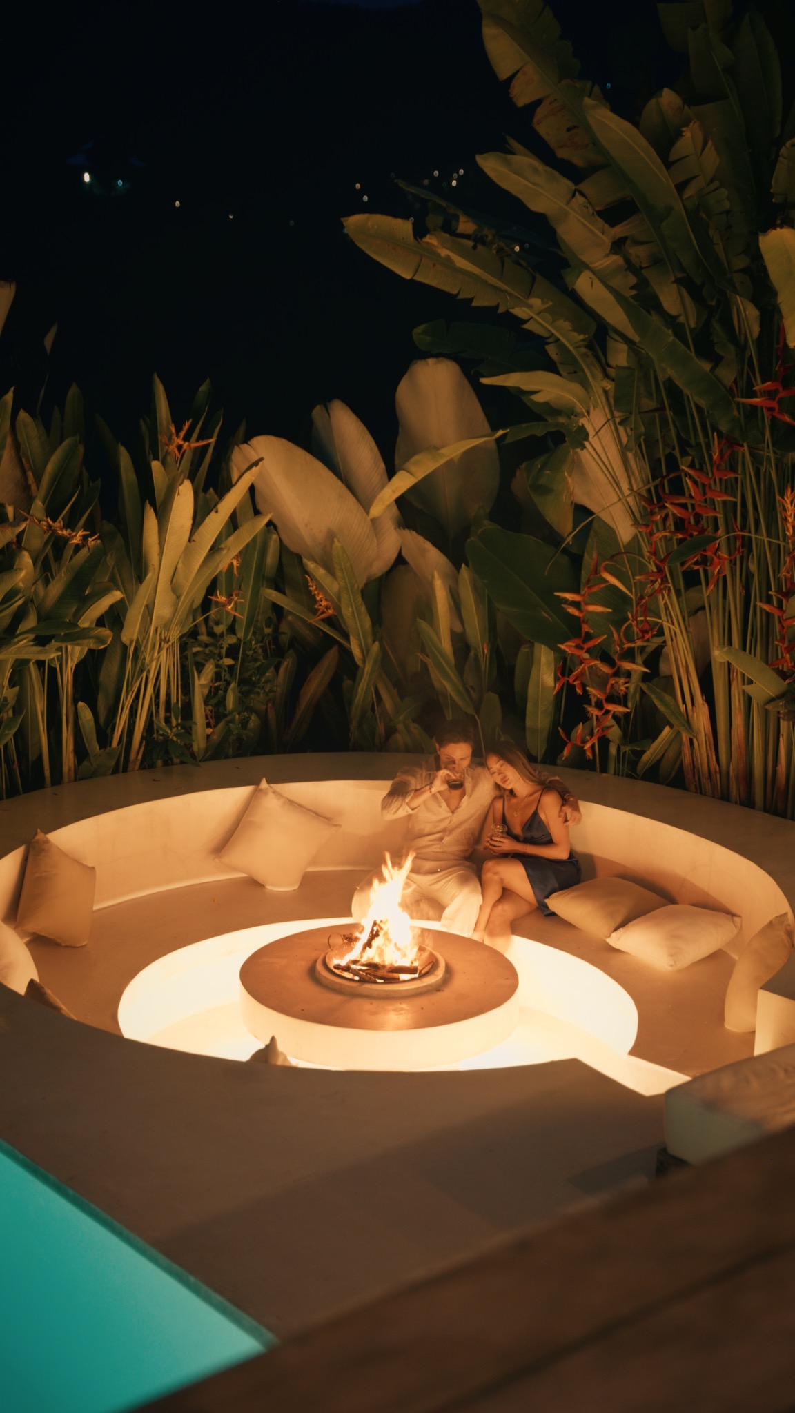 Numa Bali couple firepit scene