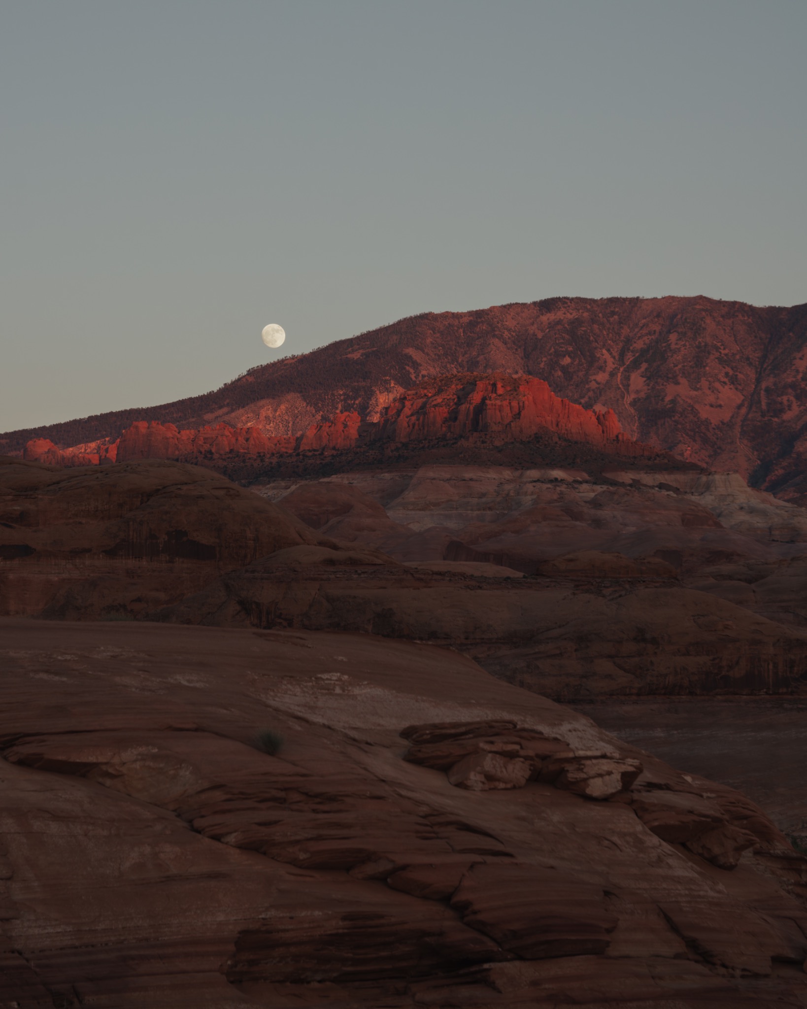 Desert landscape with the moon