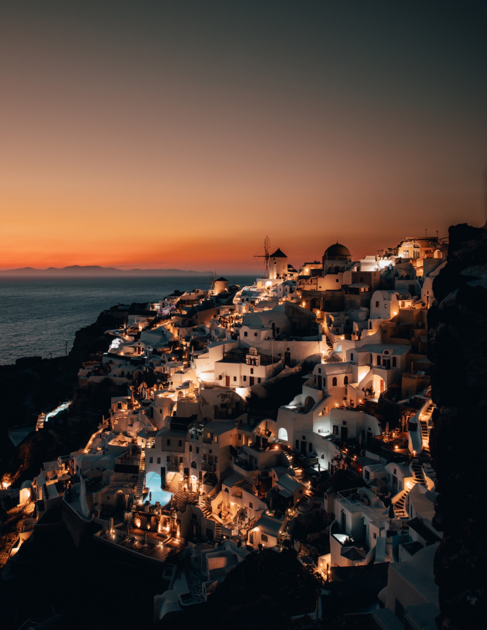 Santorini at sunset for Over the World