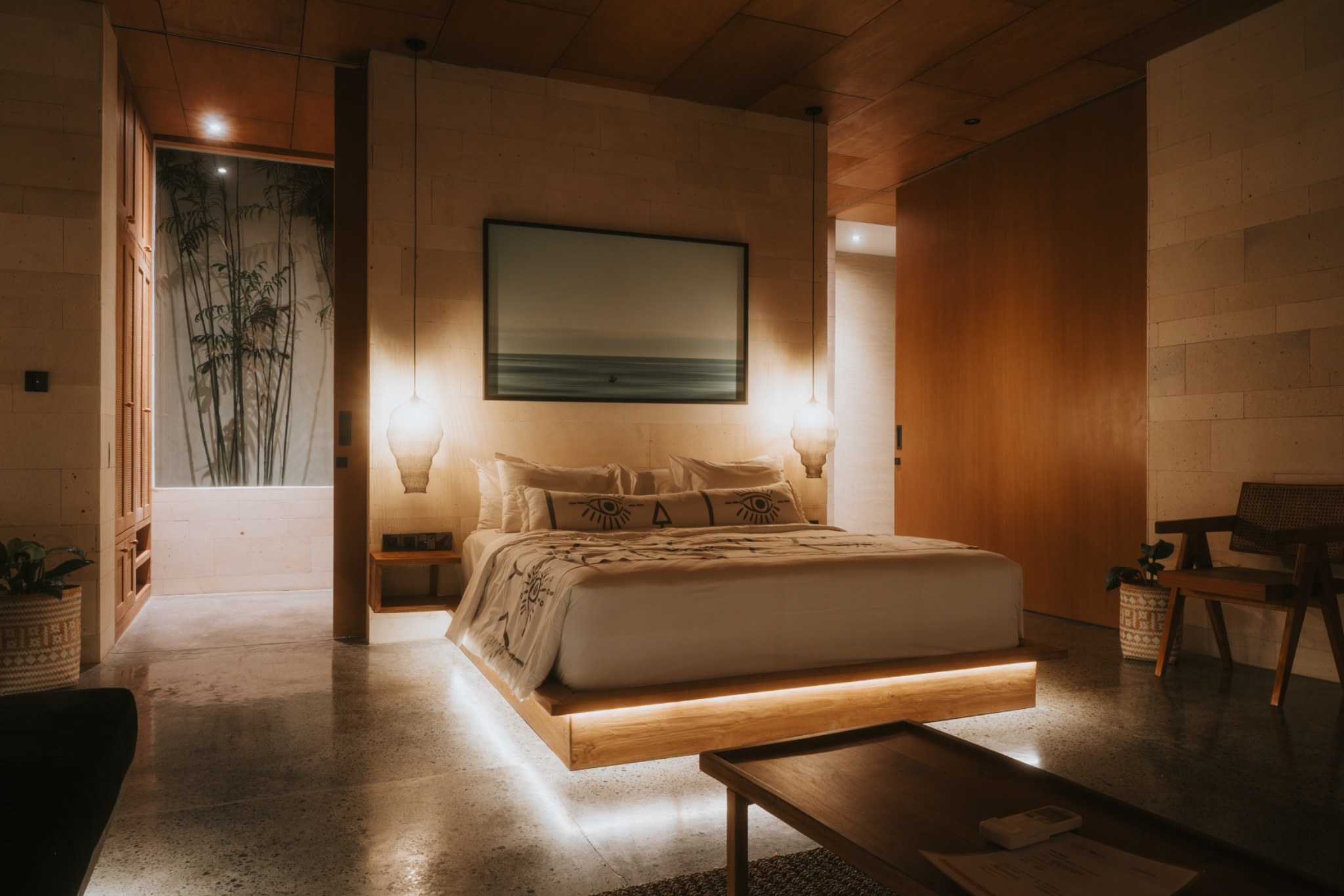 Villa Caligo warm bedroom interior